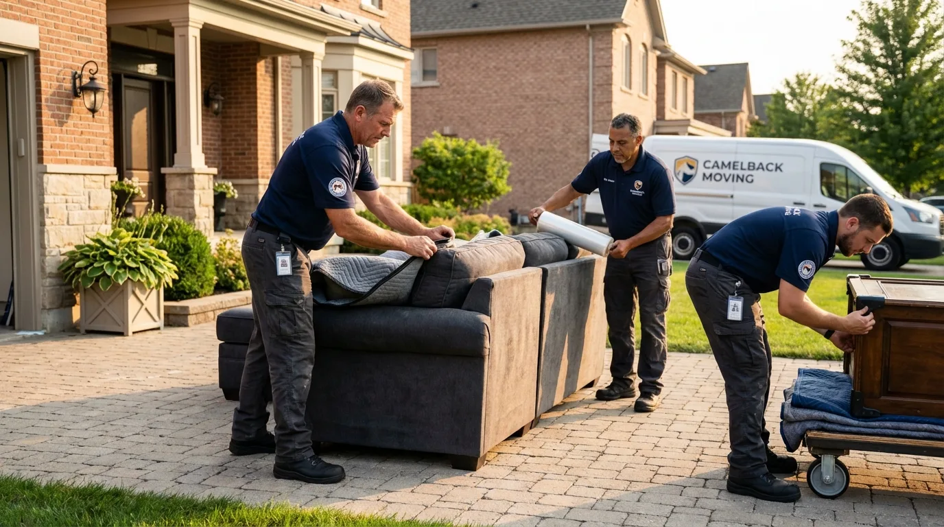 Large estate moving crew wrapping furniture in Aztec, NM